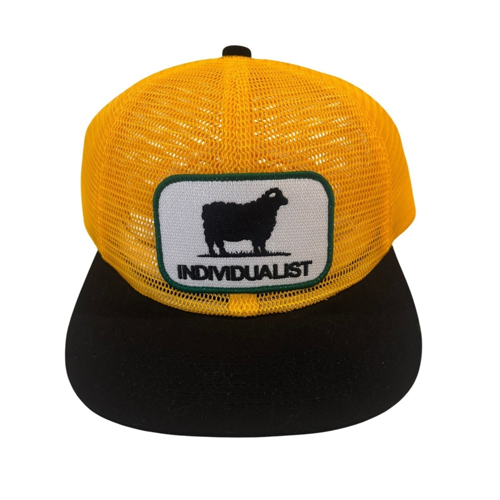 Individualist Black Sheep Trucker Hat Snapback Yellow Black NWOT